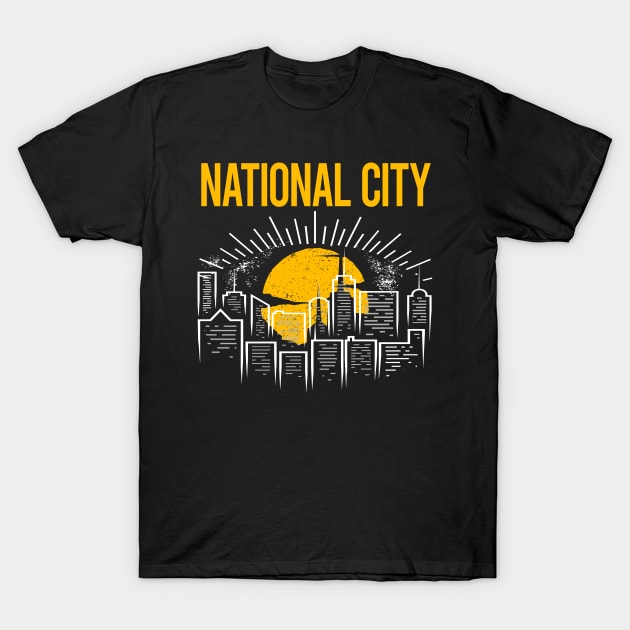 Yellow Moon National City T-Shirt by flaskoverhand